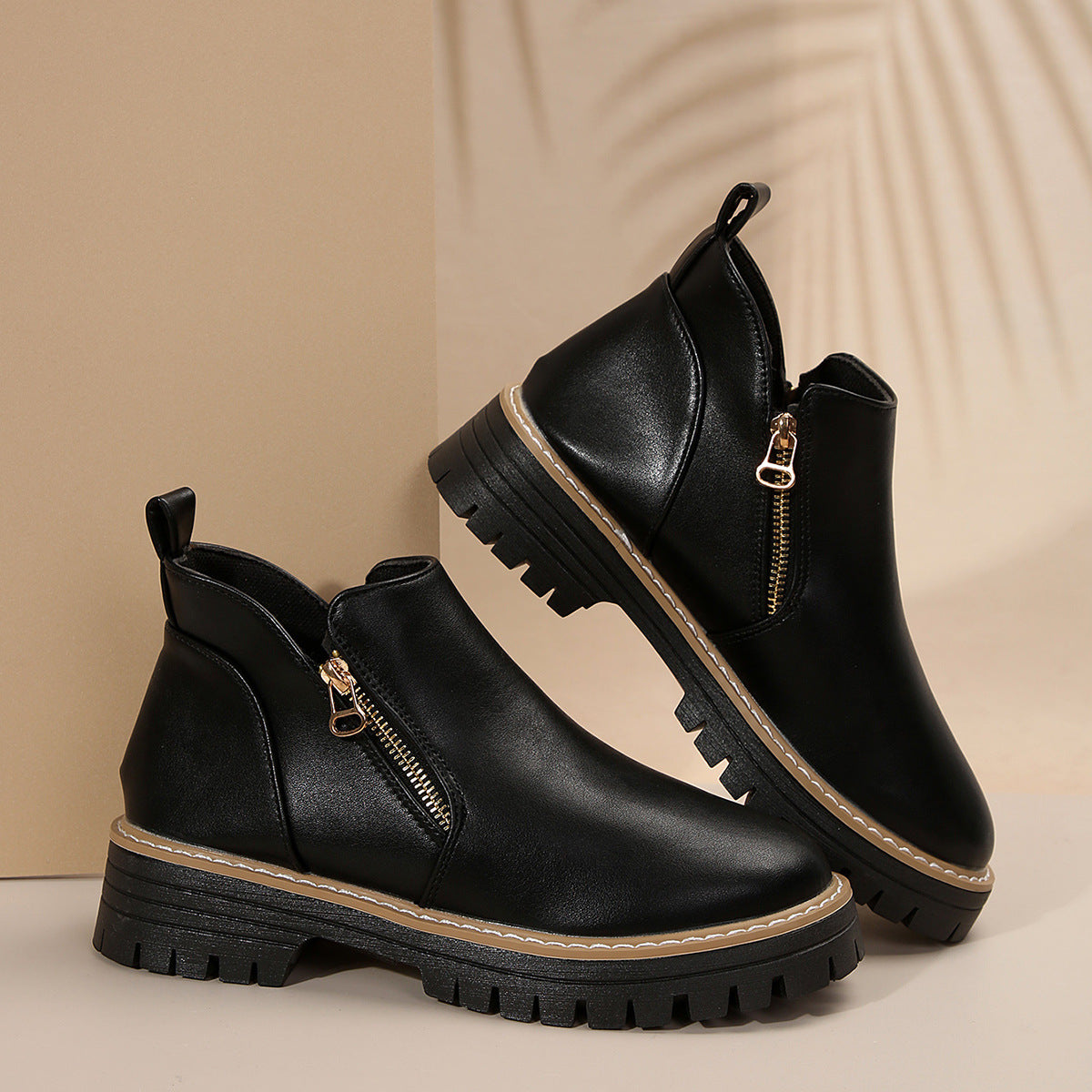 Onyx | Chunky Sole Side-Zip Ankle Boots