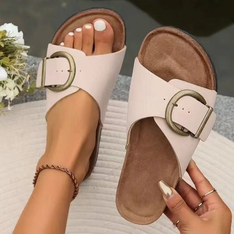 Riviera Buckle Footbed Sliders