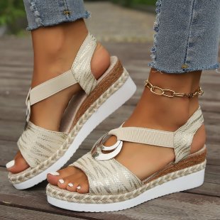 Aurora | Metallic Ring Wedge Sandals