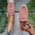 Lucia Suede-Effect Tassel Loafers – Blush Pink