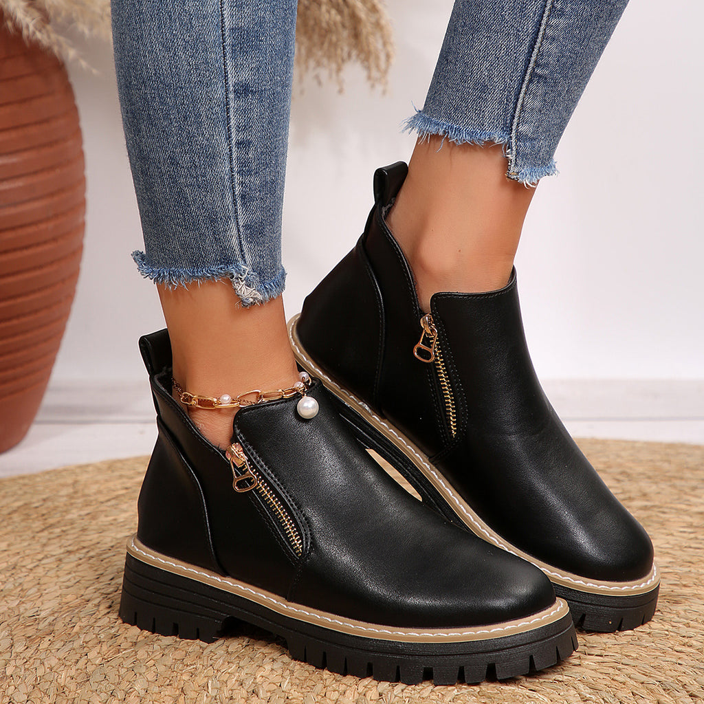 Onyx Chunky Sole Side-Zip Ankle Boots