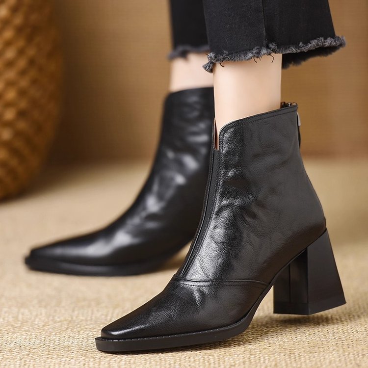 Margot | Square-Toe Block Heel Ankle Boots