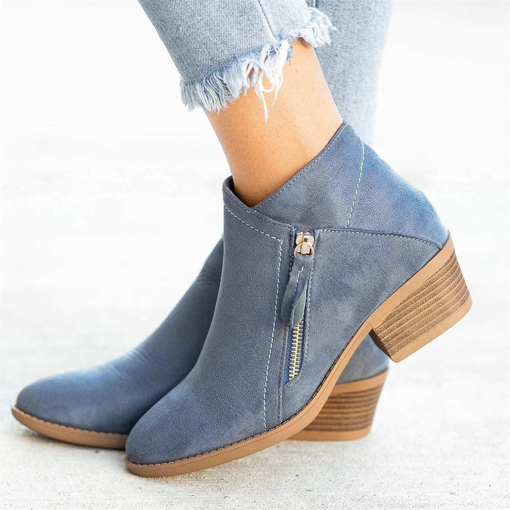 Poppy Side-Zip Suede-Effect Ankle Boots