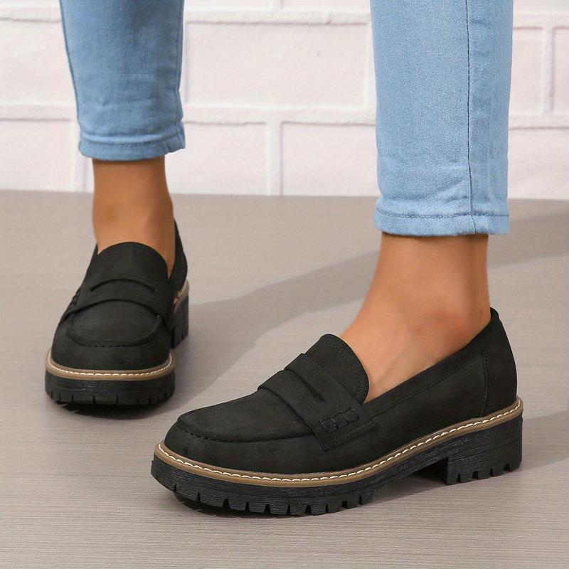 Imogen | Chunky Suede-Effect Penny Loafers