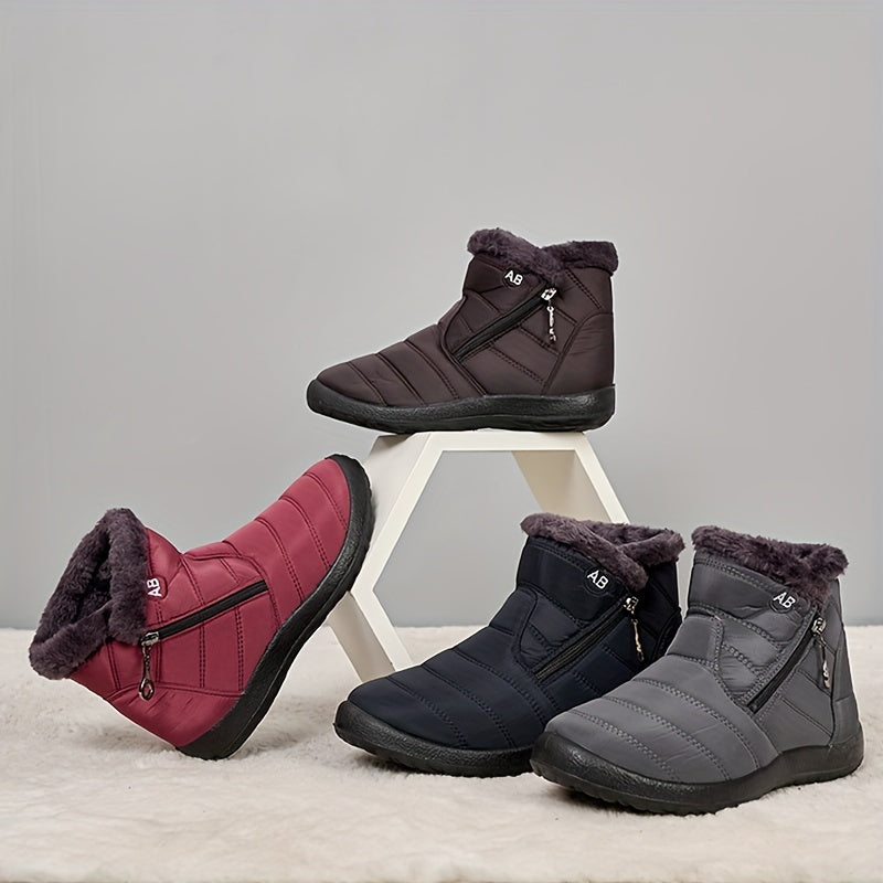 Nell snow boots in burgundy, brown, navy and grey