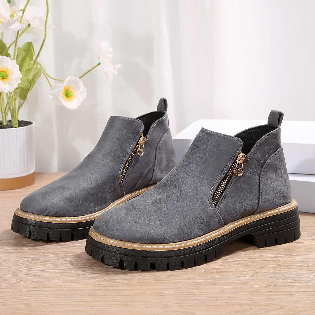Harper | Side-Zip Lug-Sole Ankle Boots