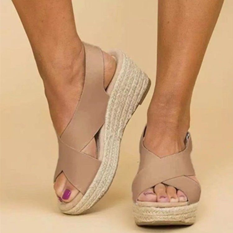 Paloma Cross-Strap Espadrille Wedges