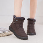 Nell quilted snow boots in brown worn, front view