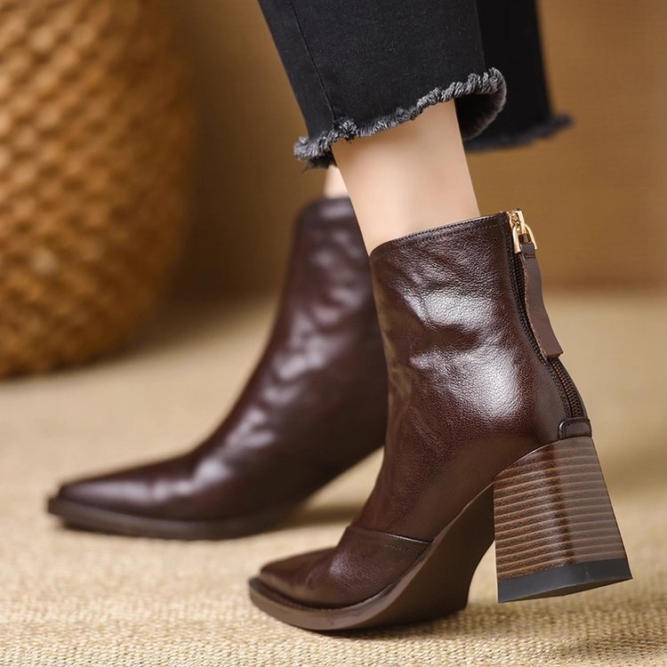 Margot | Square-Toe Block Heel Ankle Boots