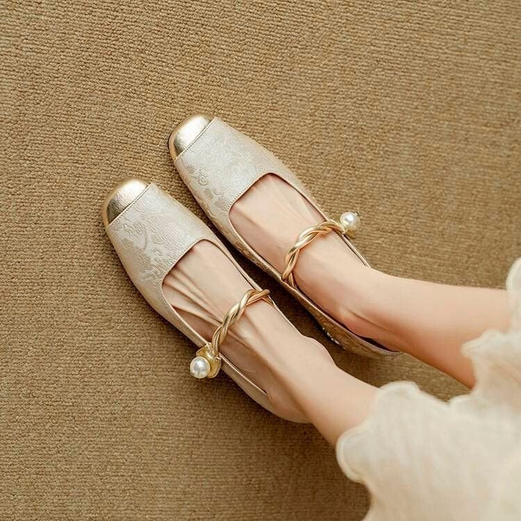 Clementine Pearl Strap Mary Jane Flats