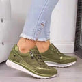 Luna Side-Zip Wedge Trainers – Olive Green