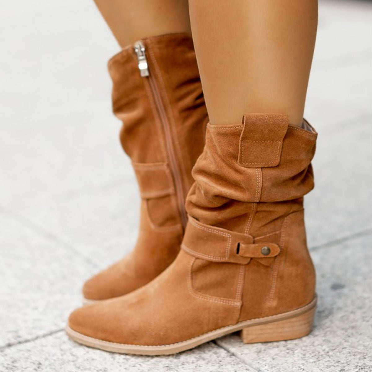 Wren Slouchy Suede-Effect Ankle Boots