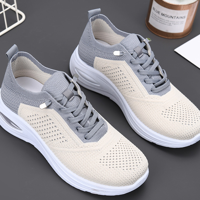 Echo Knit Sock Trainers – Grey & Cream
