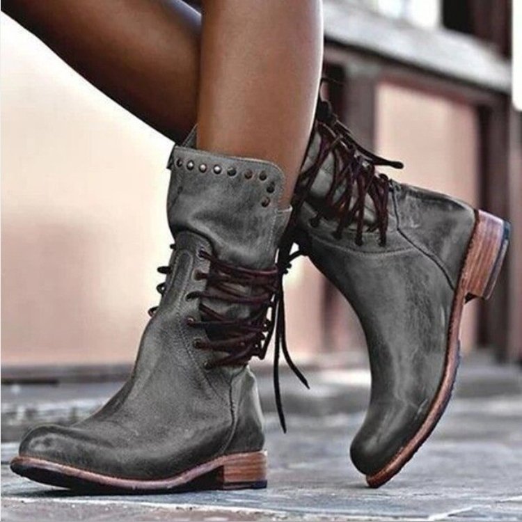 Aurelia | Studded Lace-Up Ankle Boots