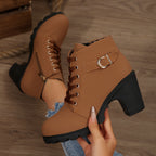 Romy tan ankle boots, side view with zip