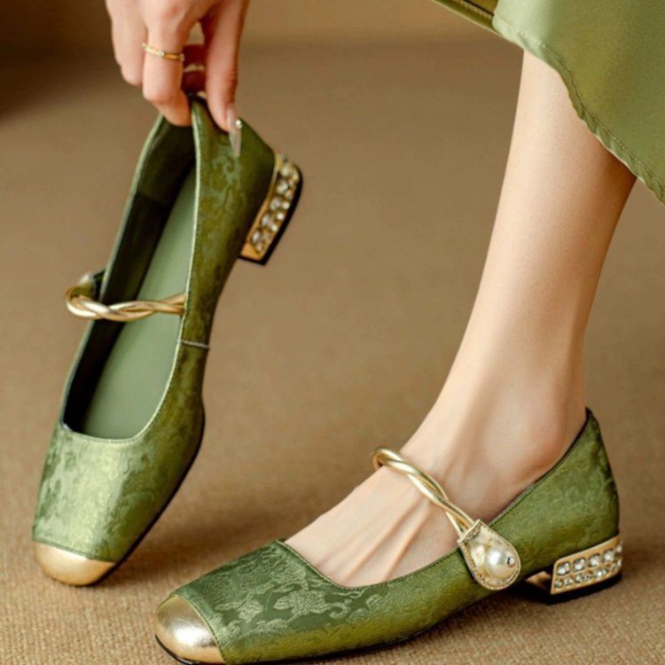 Clementine Pearl Strap Mary Jane Flats