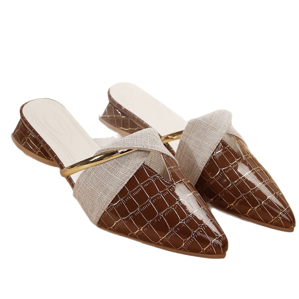 Allegra Croc-Effect Block Heel Mules