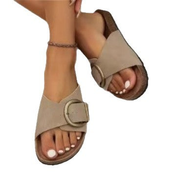 Riviera Buckle Footbed Sliders