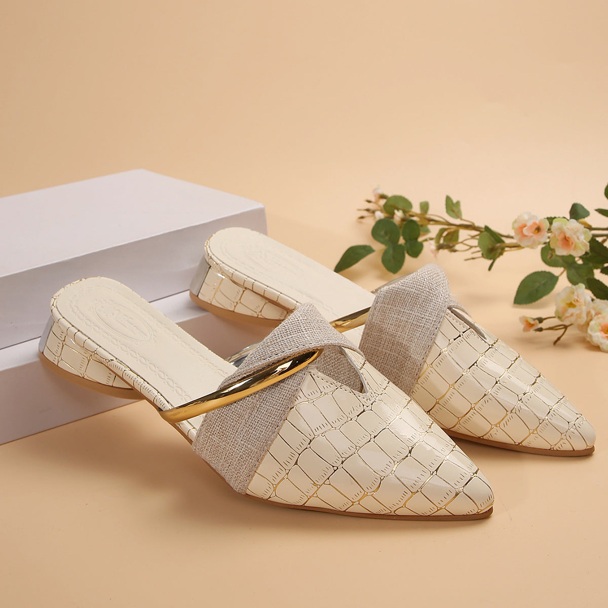 Allegra | Croc-Effect Block Heel Mules