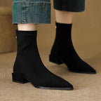 Camille sock ankle boots – Black, side and back view