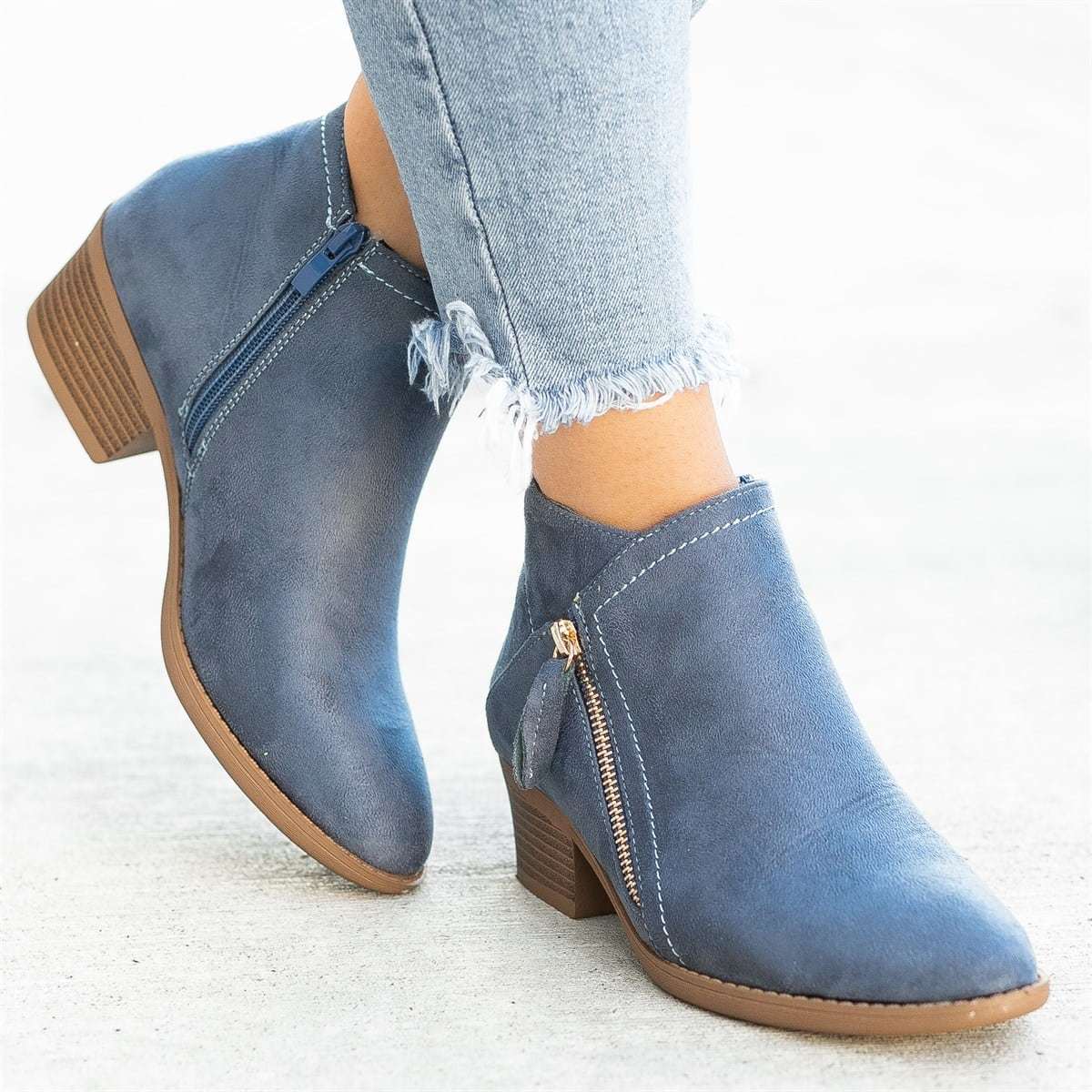 Poppy | Side-Zip Suede-Effect Ankle Boots