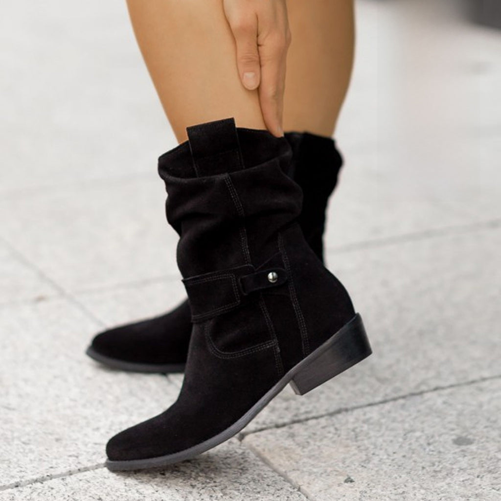 Wren Slouchy Suede-Effect Ankle Boots