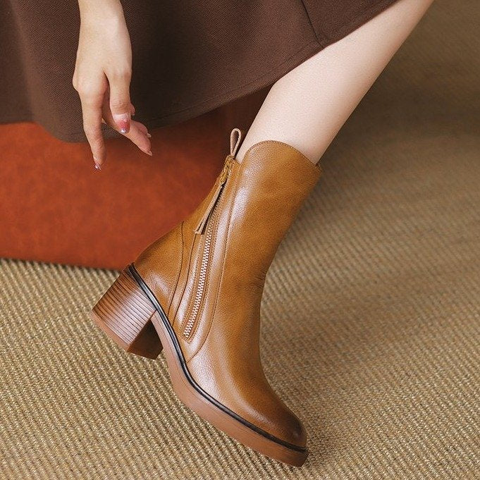 Edith Vintage Block Heel Ankle Boots