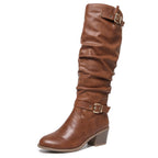 Astrid light brown slouch knee-high boot side view