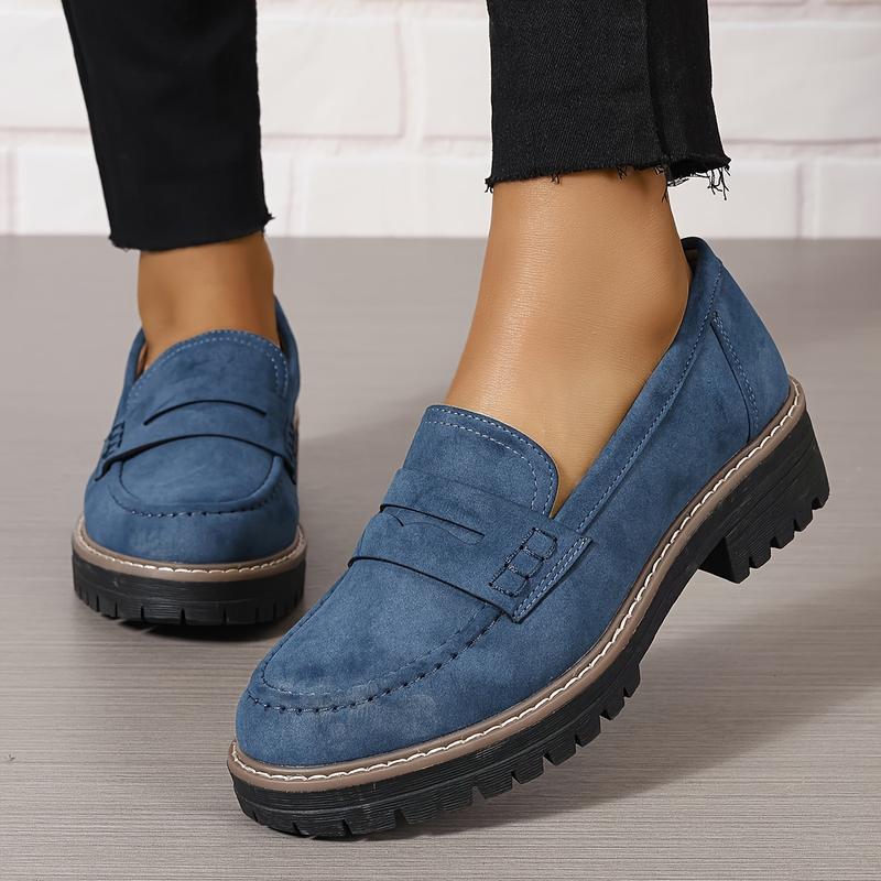 Imogen | Chunky Suede-Effect Penny Loafers