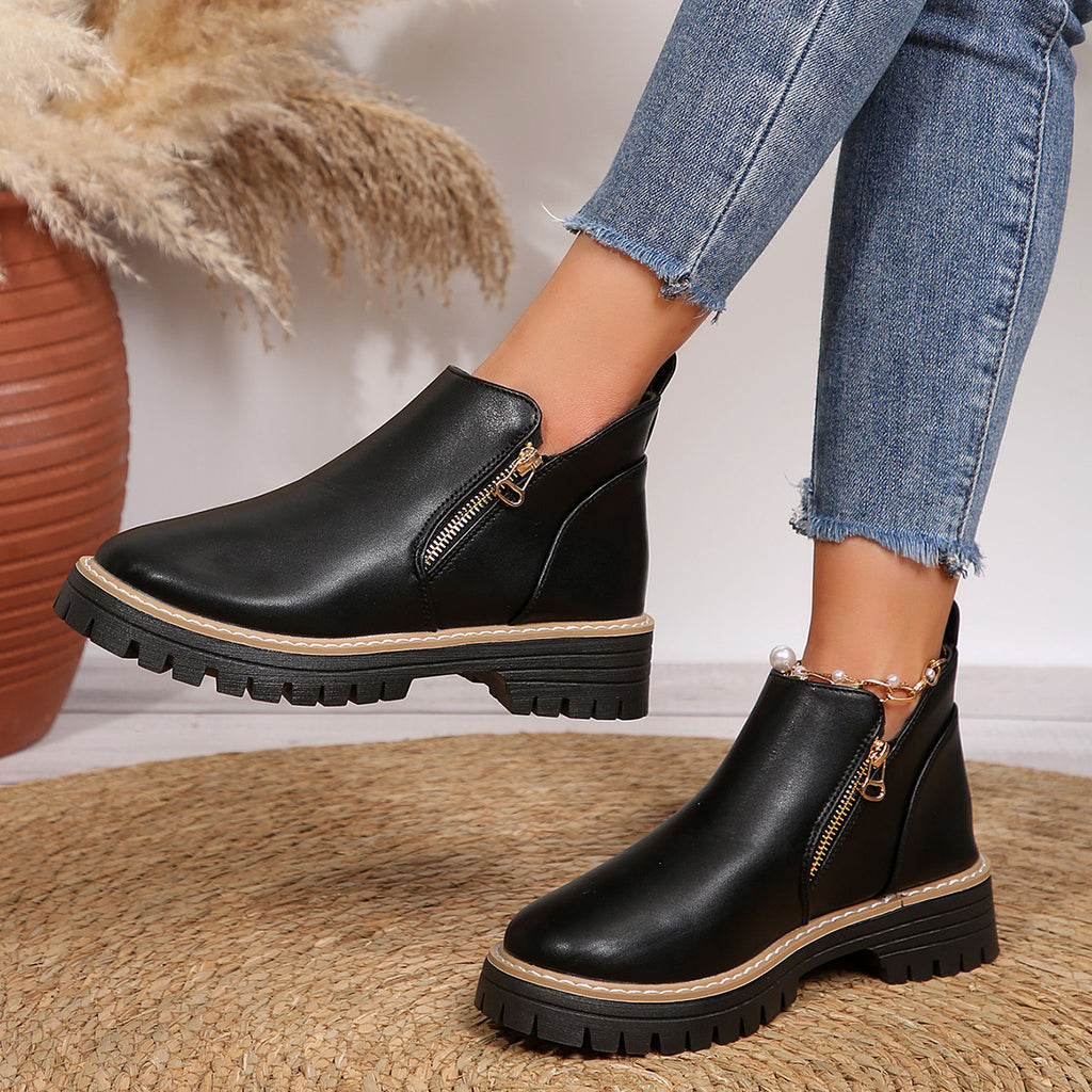 Onyx Chunky Sole Side-Zip Ankle Boots