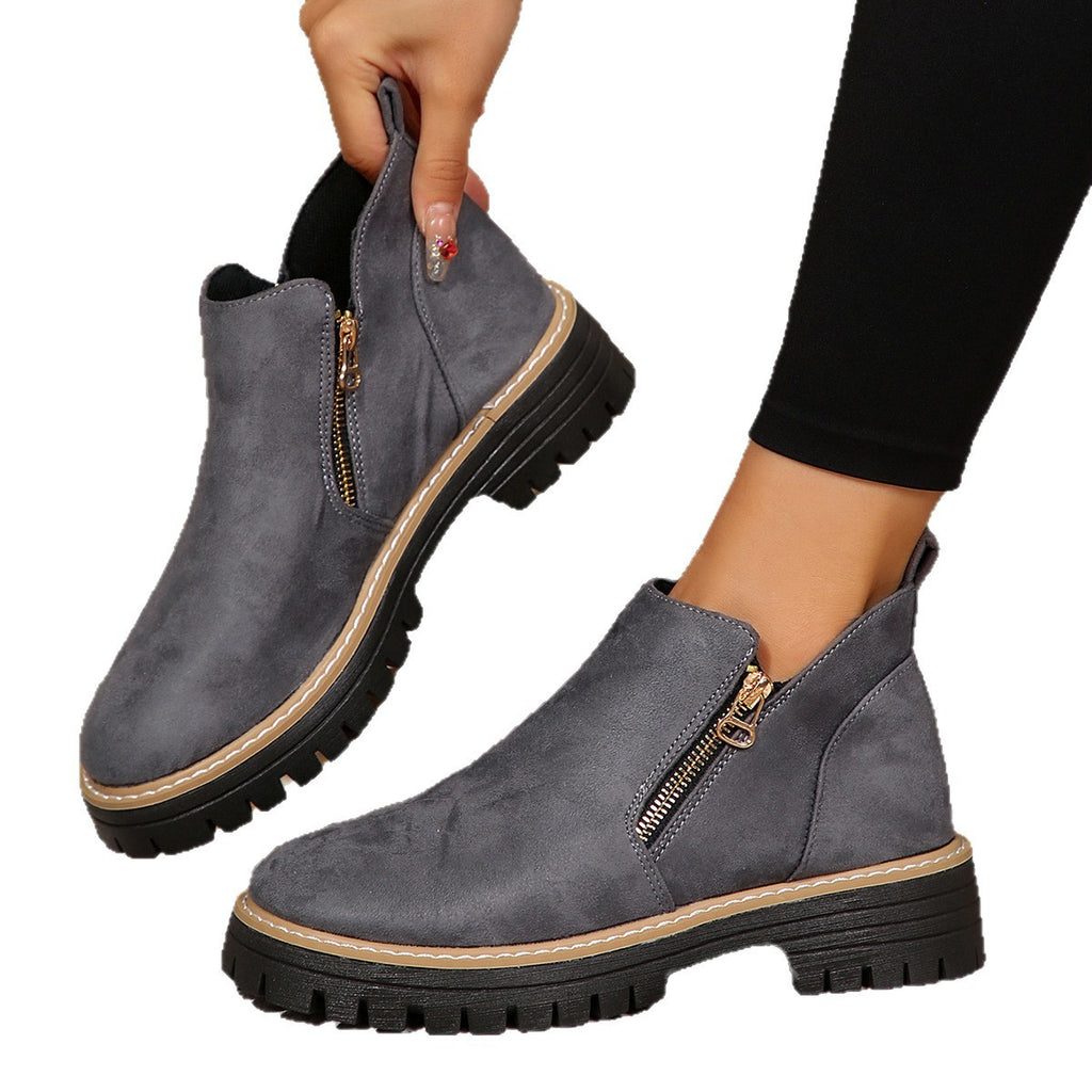 Harper Side-Zip Lug-Sole Ankle Boots