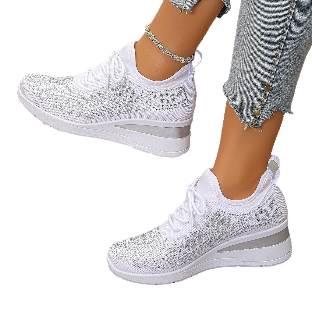 Lumi Rhinestone Knit Wedge Trainers