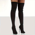 Sunniva black stretch-knit over-the-knee sock boots with stiletto heel