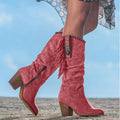 Stevie Fringed Western Boots – Red