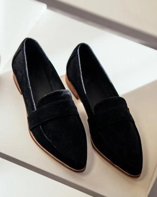 Clara | Pointed Suede-Effect Loafers