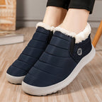 Saskia navy snow boots worn