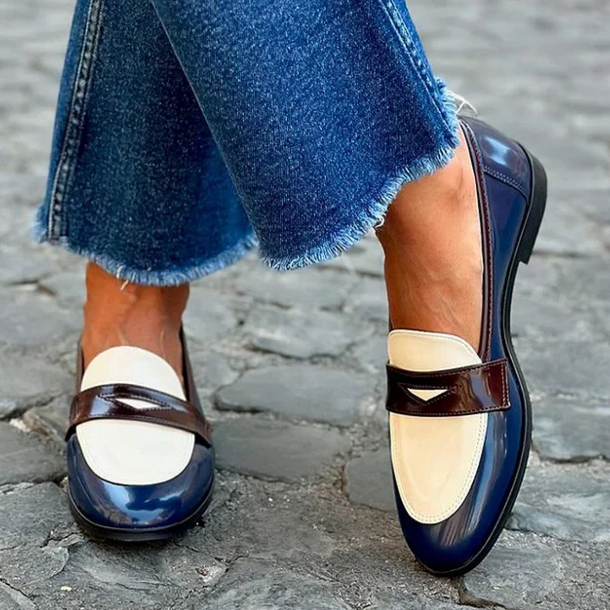 Ines | Colour-Block Patent Loafers