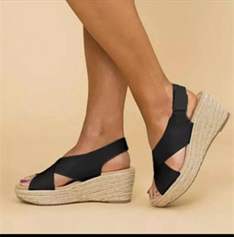 Paloma | Cross-Strap Espadrille Wedges