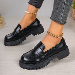 Harriet Chunky Lug-Sole Loafers – Black