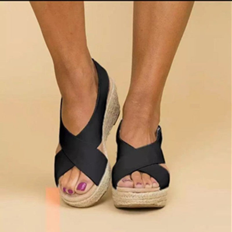 Paloma Cross-Strap Espadrille Wedges