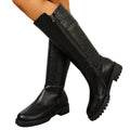 Brenna black knee-high boots, inside zip