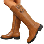 Brenna brown knee-high boots worn