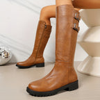 Brenna brown riding boots showing the inside zip