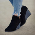 Marlowe Suede-Effect Wedge Ankle Boots – Black
