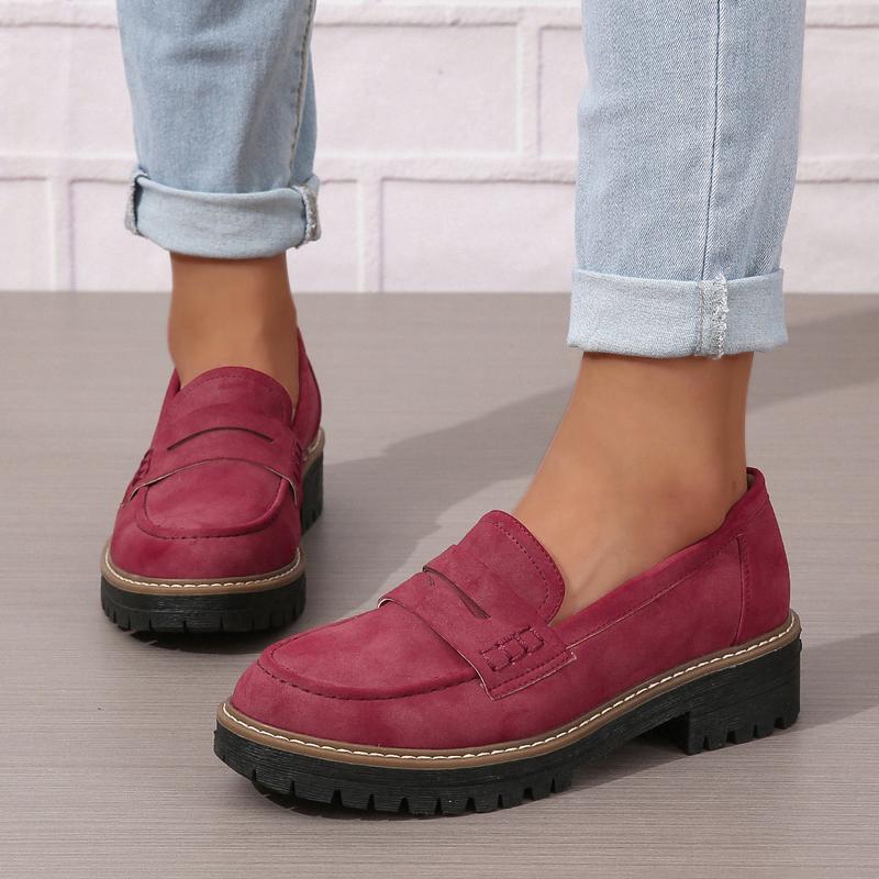 Imogen | Chunky Suede-Effect Penny Loafers