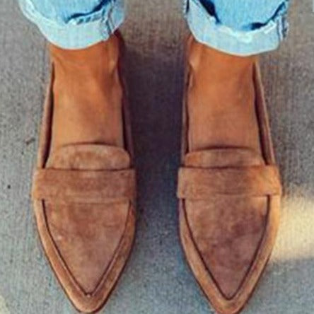 Clara Pointed Suede-Effect Loafers