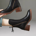 Edith Vintage Block Heel Ankle Boots – Black