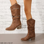 Clemency cowboy boot measurements: 26 cm shaft, 5.5 cm heel, 31 cm calf and 41 cm top opening on size UK 4 (EU 37)