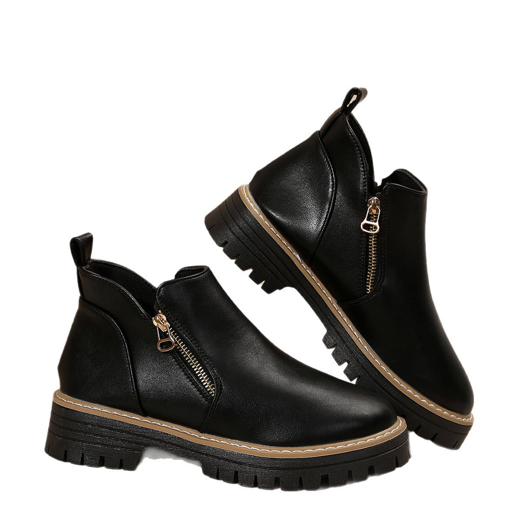 Onyx Chunky Sole Side-Zip Ankle Boots