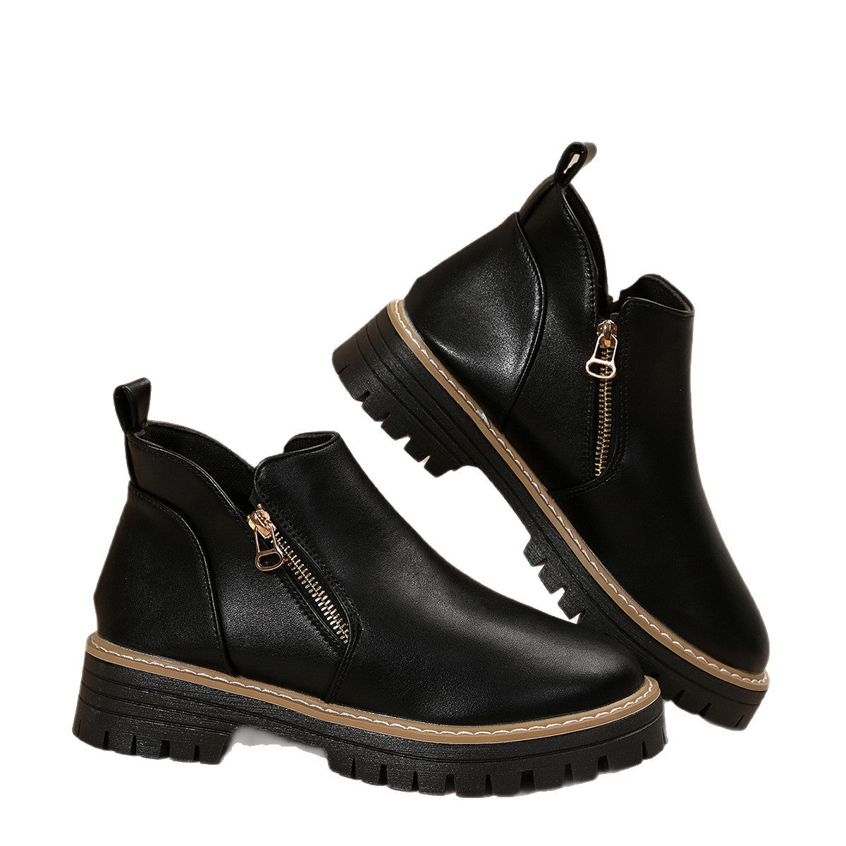 Onyx Chunky Sole Side-Zip Ankle Boots